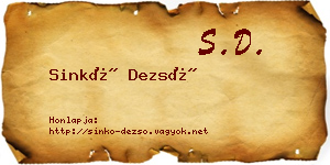 Sinkó Dezső névjegykártya